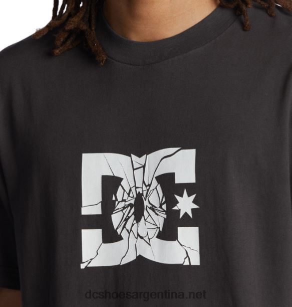 camiseta de hombre destrozada DC Shoes HF6X6113 lavado enzimático negro