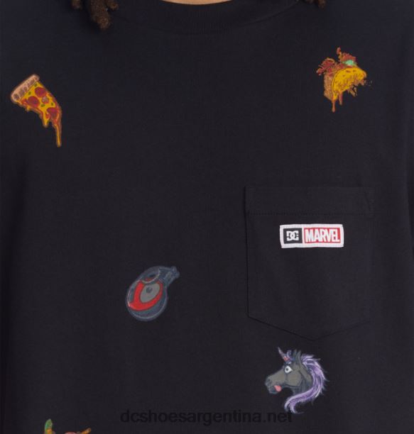 camiseta de hombre marvel deadpool x dc all over pocketHF6X6404 negro